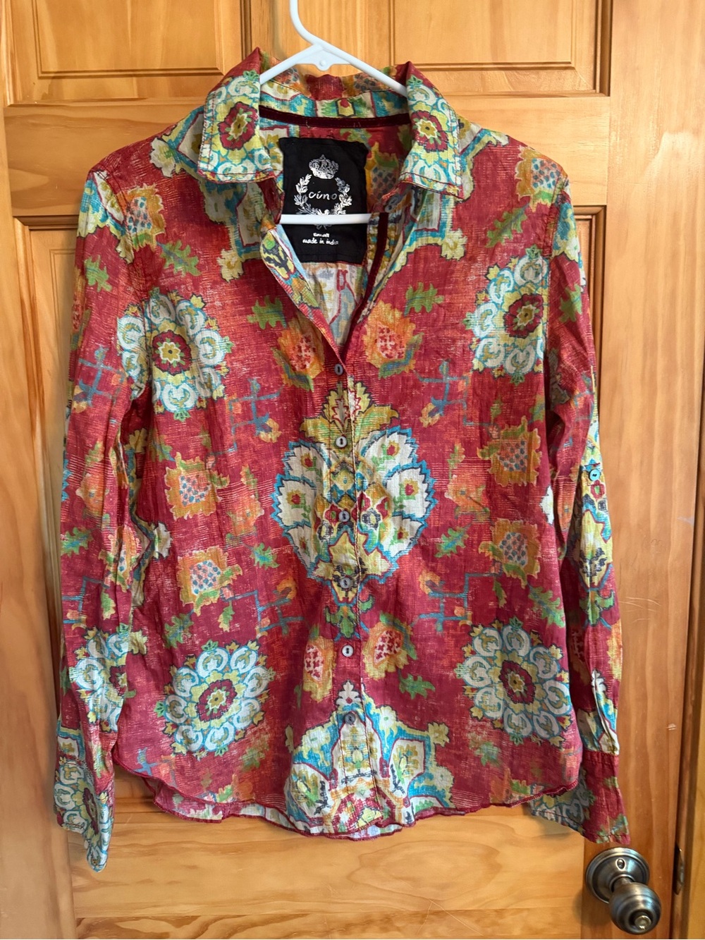 Women’s Red Floral Button-Up Shirt -
